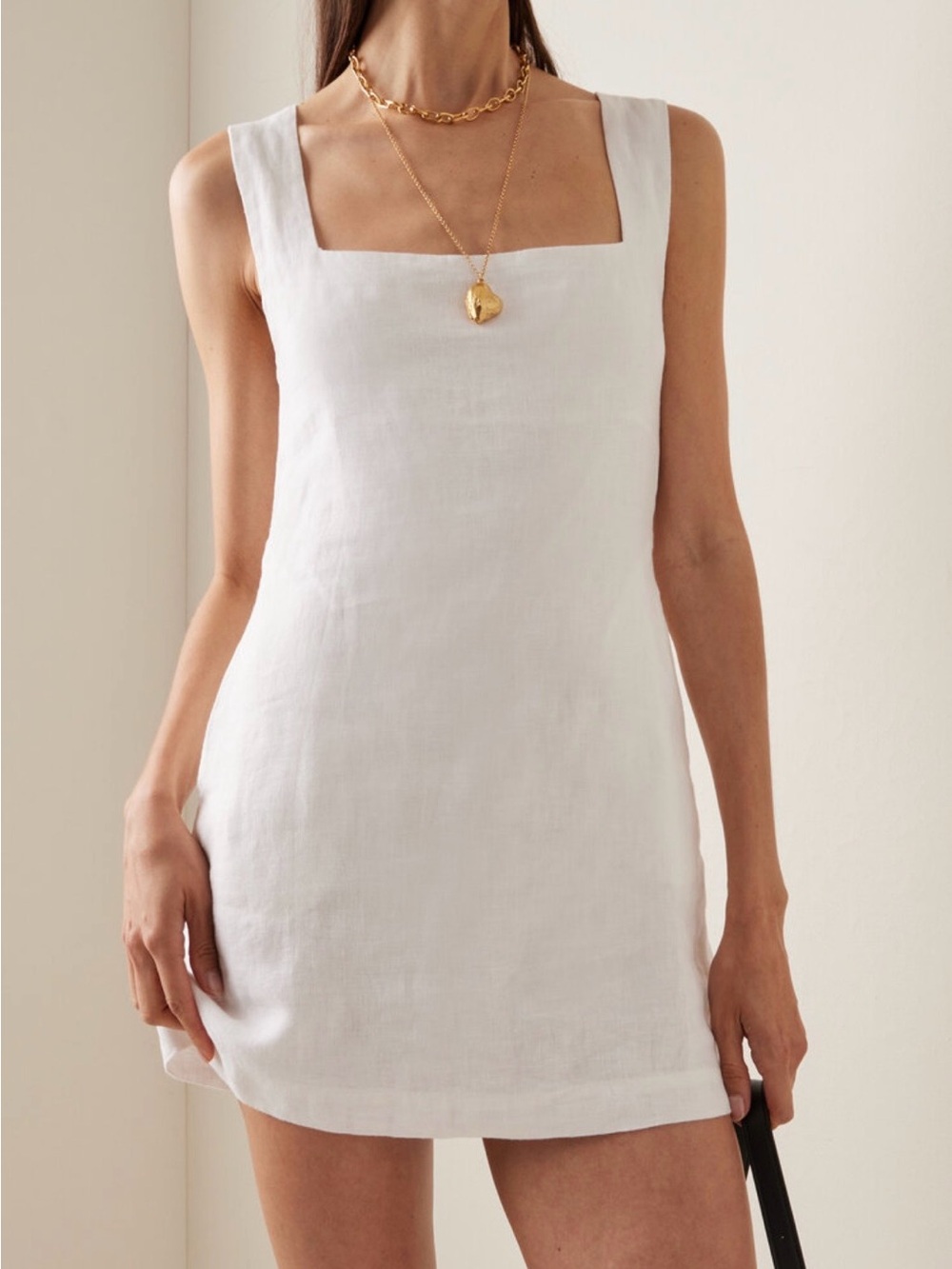 POSSE Alice Linen White Square-Neck Mini Dress | size XS
